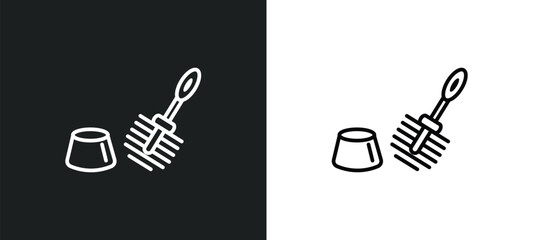 Wall Mural - toilet brush line icon in white and black colors. toilet brush flat vector icon from toilet brush collection for web, mobile apps and ui.