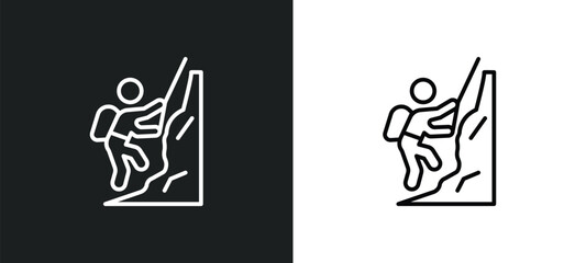 Sticker - mountain climb line icon in white and black colors. mountain climb flat vector icon from mountain climb collection for web, mobile apps and ui.