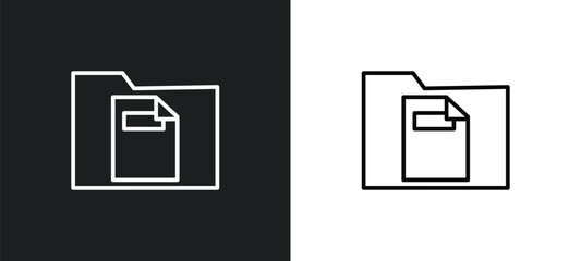 Poster - single file line icon in white and black colors. single file flat vector icon from single file collection for web, mobile apps and ui.