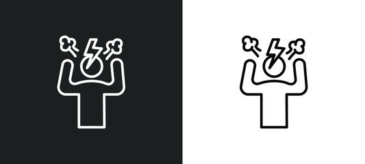 Poster - angry man line icon in white and black colors. angry man flat vector icon from angry man collection 