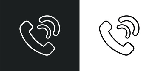Poster - call line icon in white and black colors. call flat vector icon from call collection for web, mobile apps and ui.