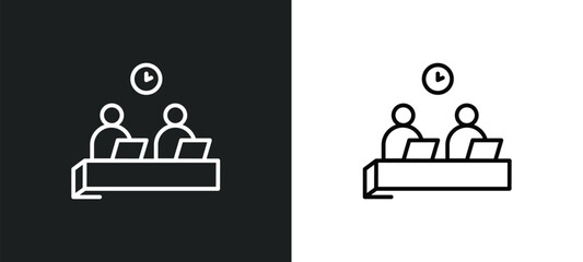 Poster - working line icon in white and black colors. working flat vector icon from working collection for we