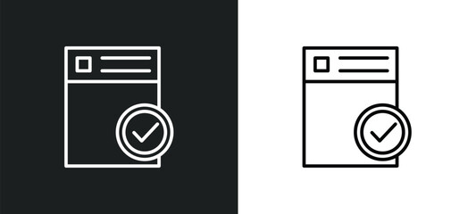 Poster - approved line icon in white and black colors. approved flat vector icon from approved collection for