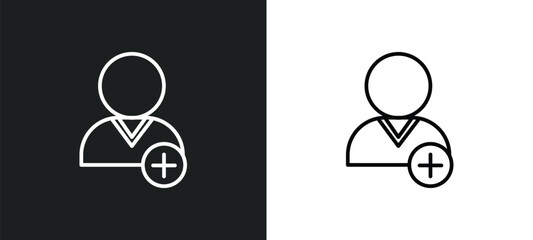 Poster - hired line icon in white and black colors. hired flat vector icon from hired collection for web, mobile apps and ui.