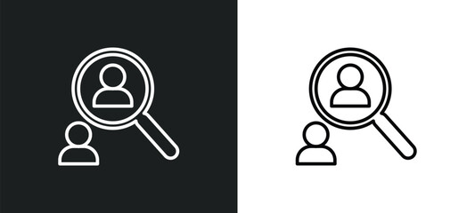 Poster - recruitment line icon in white and black colors. recruitment flat vector icon from recruitment collection for web, mobile apps and ui.