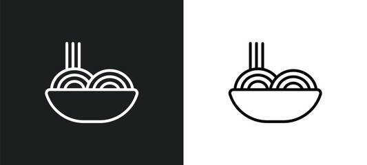 Wall Mural - spaghetti line icon in white and black colors. spaghetti flat vector icon from spaghetti collection for web, mobile apps and ui.