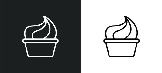 Poster - frozen yogurt line icon in white and black colors. frozen yogurt flat vector icon from frozen yogurt collection for web, mobile apps and ui.