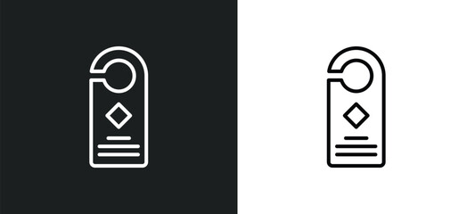 Poster - door hanger line icon in white and black colors. door hanger flat vector icon from door hanger colle