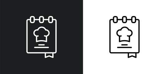 Fototapete - cookbook line icon in white and black colors. cookbook flat vector icon from cookbook collection for