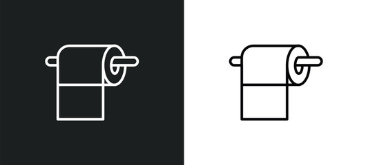 Poster - toilet paper line icon in white and black colors. toilet paper flat vector icon from toilet paper collection for web, mobile apps and ui.