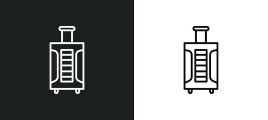 Poster - luggage line icon in white and black colors. luggage flat vector icon from luggage collection for web, mobile apps and ui.