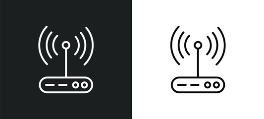 Poster - free wifi line icon in white and black colors. free wifi flat vector icon from free wifi collection for web, mobile apps and ui.