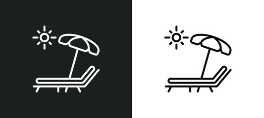 Wall Mural - sunbath line icon in white and black colors. sunbath flat vector icon from sunbath collection for web, mobile apps and ui.