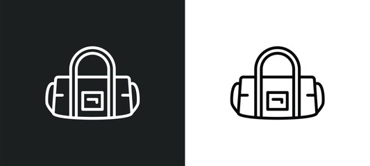 Poster - bag line icon in white and black colors. bag flat vector icon from bag collection for web, mobile apps and ui.