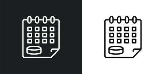 Poster - schedule line icon in white and black colors. schedule flat vector icon from schedule collection for