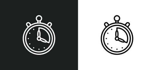 Poster - timer line icon in white and black colors. timer flat vector icon from timer collection for web, mobile apps and ui.