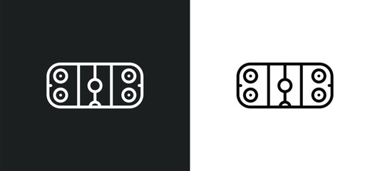 Poster - ice court line icon in white and black colors. ice court flat vector icon from ice court collection for web, mobile apps and ui.