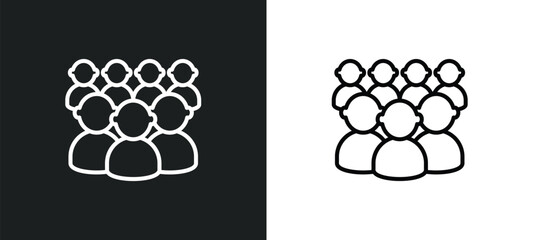 Poster - audience line icon in white and black colors. audience flat vector icon from audience collection for web, mobile apps and ui.