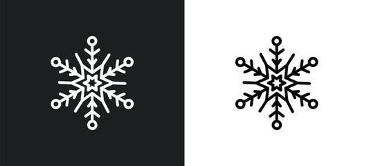Poster - snowflake line icon in white and black colors. snowflake flat vector icon from snowflake collection for web, mobile apps and ui.