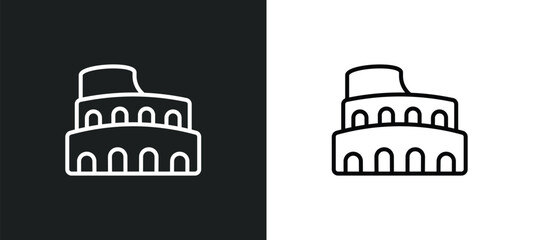 Poster - colosseum line icon in white and black colors. colosseum flat vector icon from colosseum collection for web, mobile apps and ui.