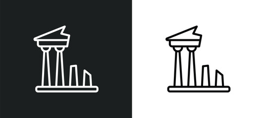 Poster - ancient line icon in white and black colors. ancient flat vector icon from ancient collection for web, mobile apps and ui.