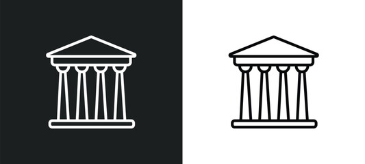 Fototapete - pantheon line icon in white and black colors. pantheon flat vector icon from pantheon collection for
