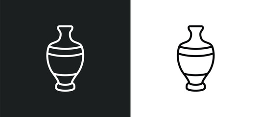 Poster - vase line icon in white and black colors. vase flat vector icon from vase collection for web, mobile apps and ui.