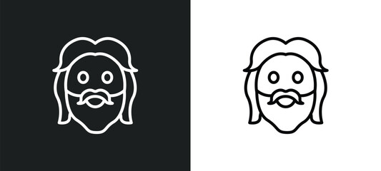 Poster - face line icon in white and black colors. face flat vector icon from face collection for web, mobile
