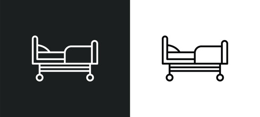 Wall Mural - hospital bed line icon in white and black colors. hospital bed flat vector icon from hospital bed collection for web, mobile apps and ui.