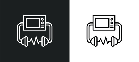 Poster - defibrillator line icon in white and black colors. defibrillator flat vector icon from defibrillator
