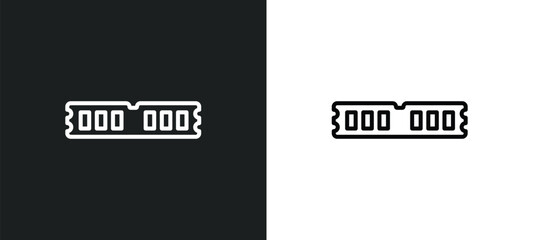 Poster - random access memory line icon in white and black colors. random access memory flat vector icon from random access memory collection for web, mobile apps and ui.