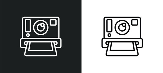 Poster - camera line icon in white and black colors. camera flat vector icon from camera collection for web, mobile apps and ui.