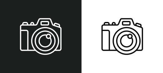 Wall Mural - big camera line icon in white and black colors. big camera flat vector icon from big camera collection for web, mobile apps and ui.