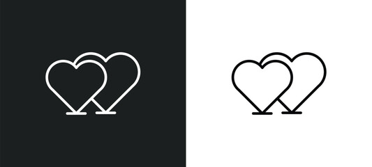 Poster - heart line icon in white and black colors. heart flat vector icon from heart collection for web, mob