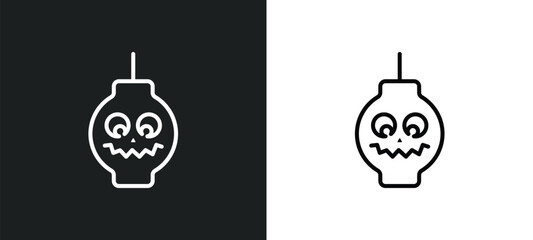 Poster - lanterns line icon in white and black colors. lanterns flat vector icon from lanterns collection for web, mobile apps and ui.