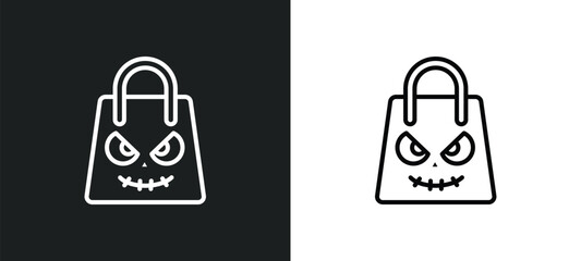 Poster - halloween bag line icon in white and black colors. halloween bag flat vector icon from halloween bag collection for web, mobile apps and ui.