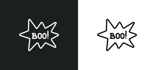 Poster - boo line icon in white and black colors. boo flat vector icon from boo collection for web, mobile apps and ui.