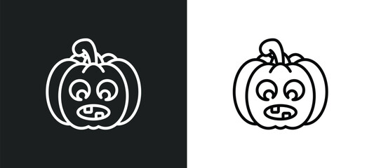 Poster - pumpkins lantern line icon in white and black colors. pumpkins lantern flat vector icon from pumpkins lantern collection for web, mobile apps and ui.
