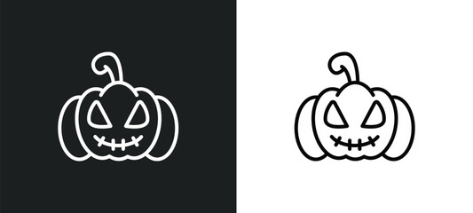 Poster - pumpkin lantern line icon in white and black colors. pumpkin lantern flat vector icon from pumpkin lantern collection for web, mobile apps and ui.