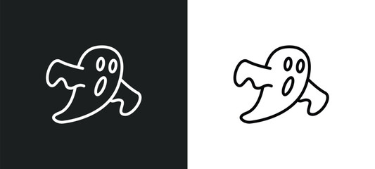Poster - ghosts line icon in white and black colors. ghosts flat vector icon from ghosts collection for web, mobile apps and ui.