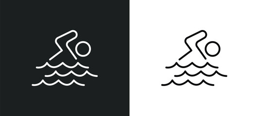 Wall Mural - swim line icon in white and black colors. swim flat vector icon from swim collection for web, mobile