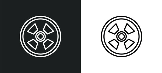 Poster - tire line icon in white and black colors. tire flat vector icon from tire collection for web, mobile apps and ui.