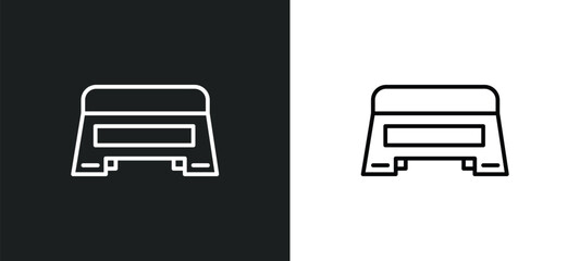 Poster - step line icon in white and black colors. step flat vector icon from step collection for web, mobile