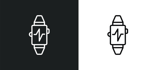 Poster - sport watch line icon in white and black colors. sport watch flat vector icon from sport watch collection for web, mobile apps and ui.