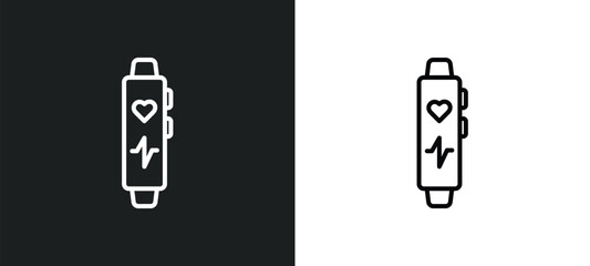 Poster - fitness bracelet line icon in white and black colors. fitness bracelet flat vector icon from fitness