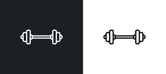 lifting barbell line icon in white and black colors. lifting barbell flat vector icon from lifting barbell collection for web, mobile apps and ui.