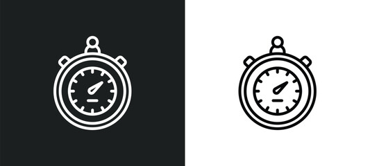 Poster - big stopwatch line icon in white and black colors. big stopwatch flat vector icon from big stopwatch collection for web, mobile apps and ui.
