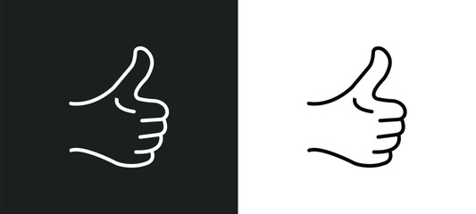 Aufkleber - thumb finger up line icon in white and black colors. thumb finger up flat vector icon from thumb finger up collection for web, mobile apps and ui.