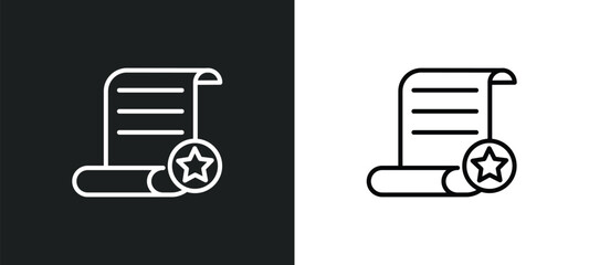 Poster - decree line icon in white and black colors. decree flat vector icon from decree collection for web, mobile apps and ui.