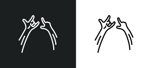 Poster - hands up line icon in white and black colors. hands up flat vector icon from hands up collection for
